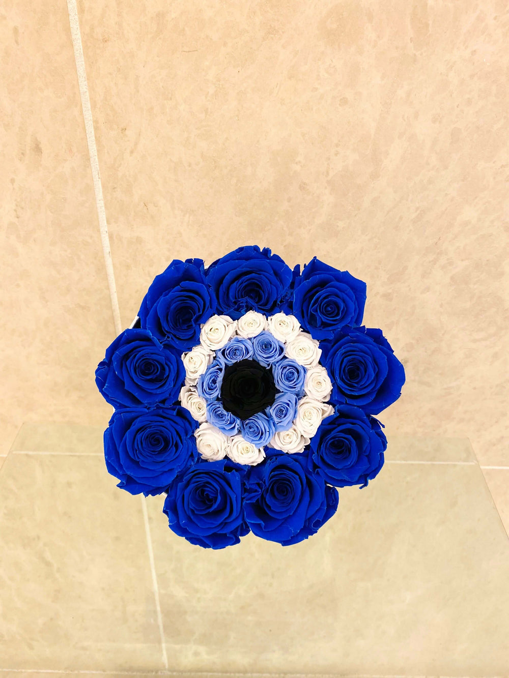 SMALL EVIL EYE PRESERVED ROSE ARRANGEMENT