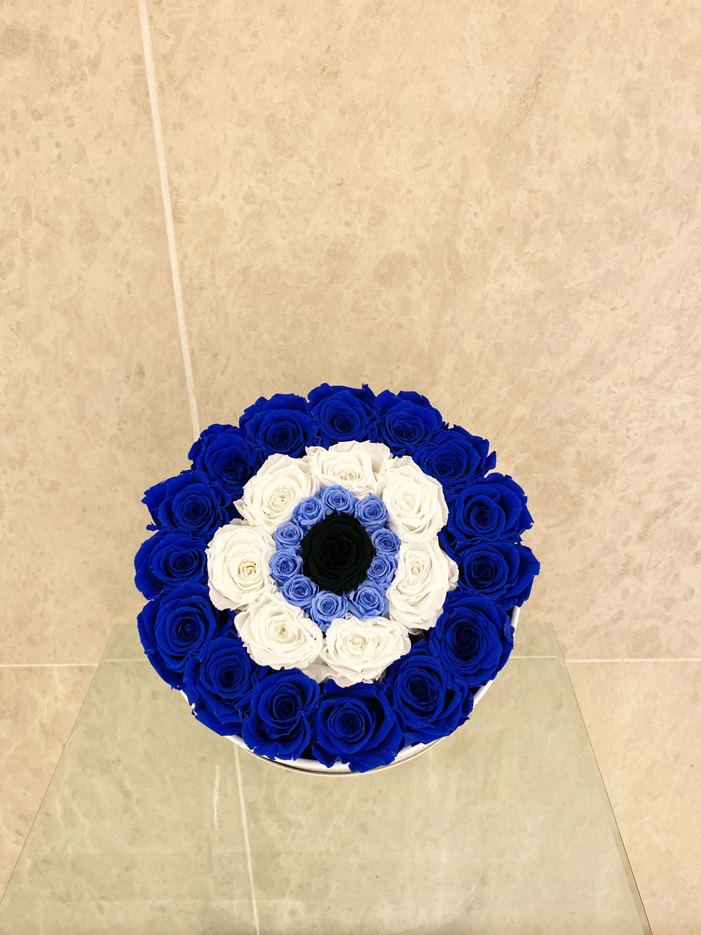 LARGE EVIL EYE PRESERVED ROSE ARRANGEMENT